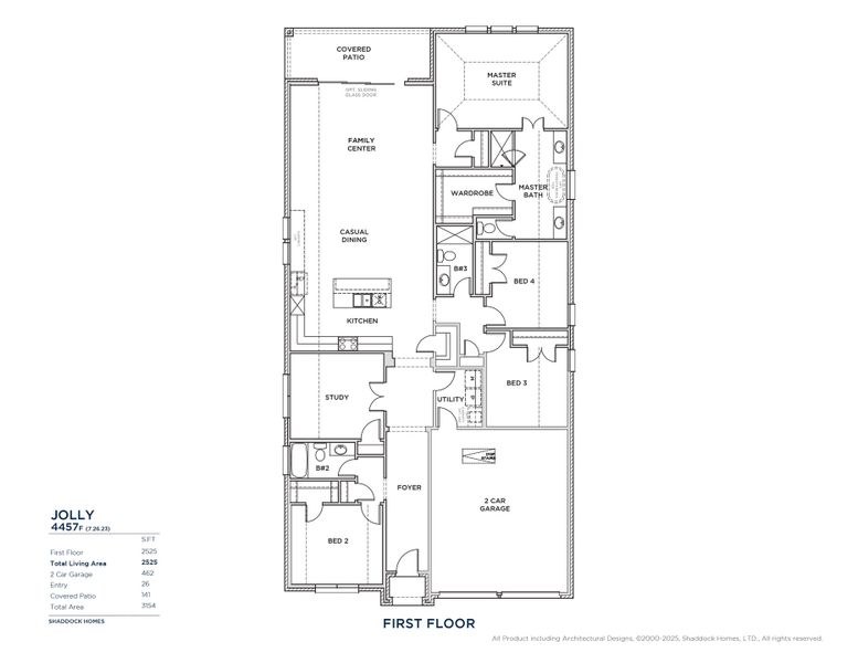 2D floor plan layout for the Jolly - 4457F by Shaddock Homes in Fields - 50' Lots, Frisco, TX (Image 3). 2D floor plan layout for the Jolly - 4457F by Shaddock Homes in Fields - 50' Lots, Frisco, TX (Image 3).