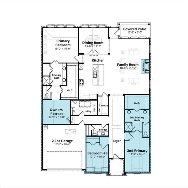 2D floor plan layout for the Richmond by John Houston Homes in Byrum Ranch, Maypearl, TX (Image 6).