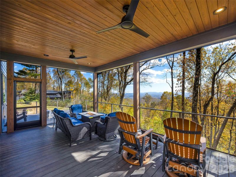 A place for everyone on this massive covered deck. A place for everyone on this massive covered deck.