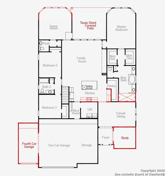 2D floor plan layout of this home in Homestead, Schertz, TX (Image 5).