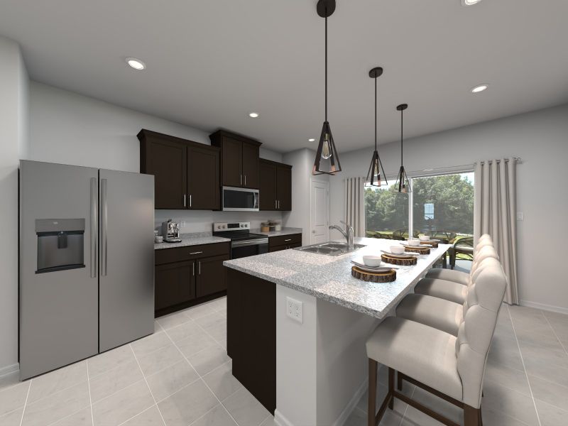 Virtual rendering of kitchen in Mayfair floorplan