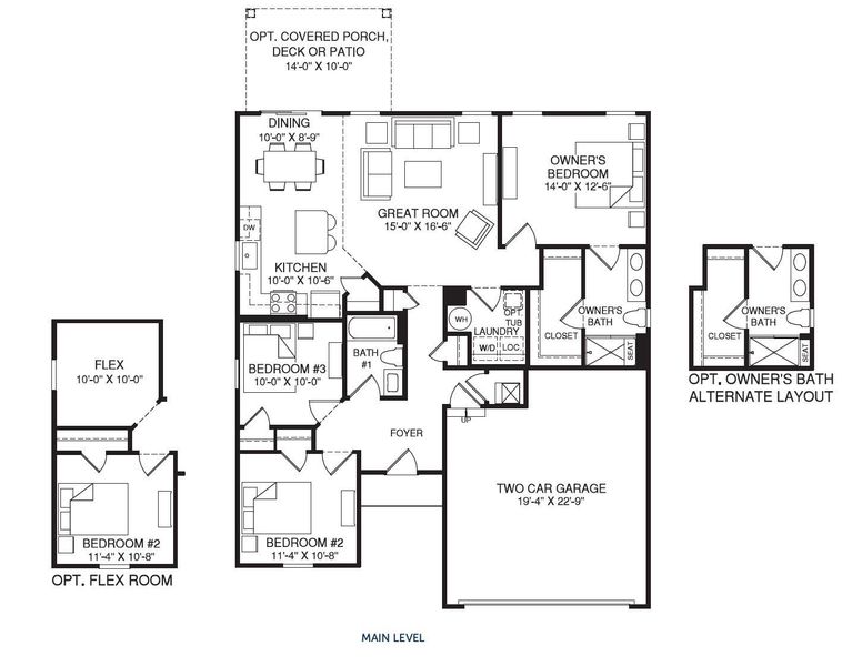 2D floor plan layout of this home in Linwood Estates, Lexington, NC (Image 4).
