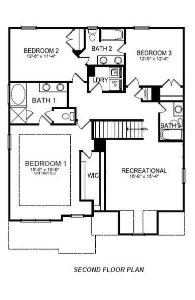 2D floor plan layout for the LONDON by D.R. Horton in Adams Glen, Greenville, SC (Image 4).