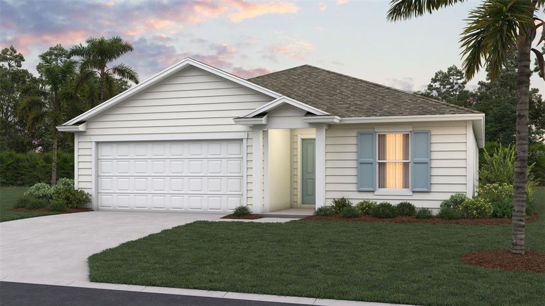 Front exterior of a new home in Sawmill Branch, Palm Coast, FL, highlighting curb appeal (Image 1). Front exterior of a new home in Sawmill Branch, Palm Coast, FL, highlighting curb appeal (Image 1).