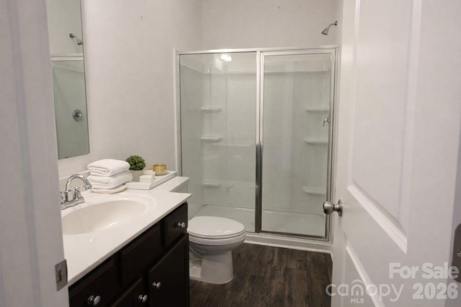 Main floor bathroom with walk in shower