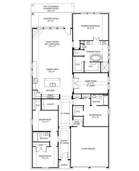 2D floor plan layout of this home in Bridgeland, Cypress, TX (Image 2).