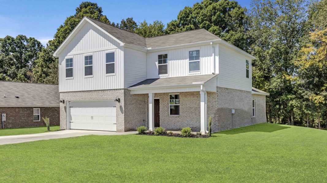 Front exterior of a new home in Bailey Park, Fayetteville, TN, highlighting curb appeal (Image 2). Front exterior of a new home in Bailey Park, Fayetteville, TN, highlighting curb appeal (Image 2).