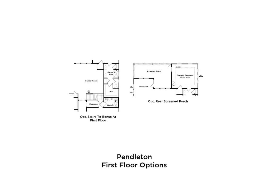2D floor plan layout for the Pendleton by DRB Homes in Oakmont Manor, Oxford, NC (Image 5).