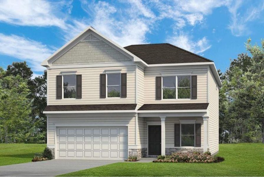 Front exterior of a new home in Victoria Heights, Dallas, GA, highlighting curb appeal (Image 2). Front exterior of a new home in Victoria Heights, Dallas, GA, highlighting curb appeal (Image 2).