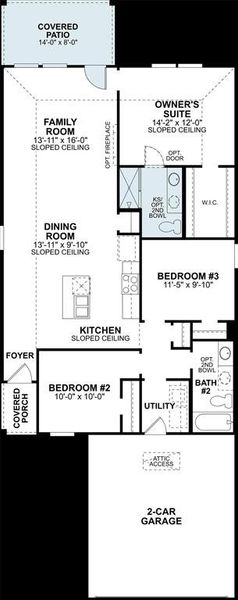 2D floor plan layout of this home in Mobberly Farms, Pilot Point, TX (Image 2).