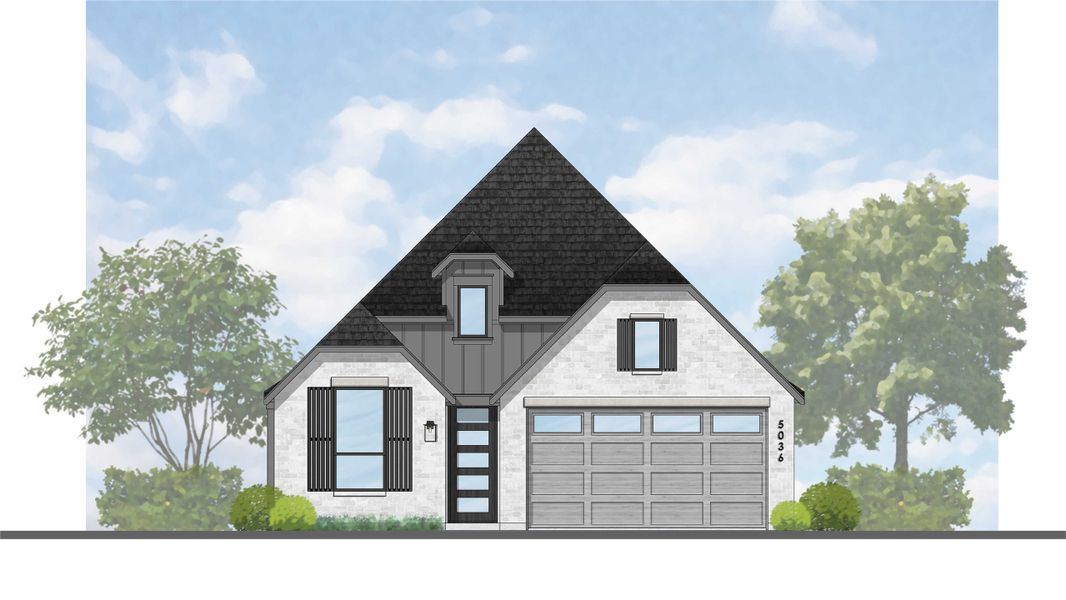 Representative rendering of the exterior for the Bentley Plan by Highland Homes (Image 1).