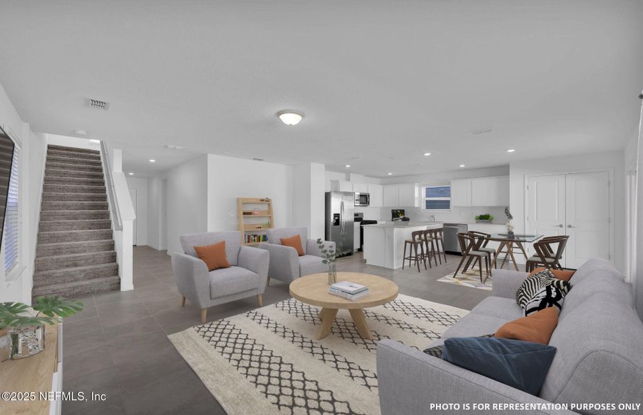 Furnished interior view inside a new home in Wells Landing, Jacksonville (Image 9). Furnished interior view inside a new home in Wells Landing, Jacksonville (Image 9).