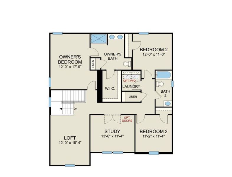 2D floor plan layout for the Prelude - Single Family Homes by Dream Finders Homes in Standley Ridge, Spring Lake, NC (Image 3).