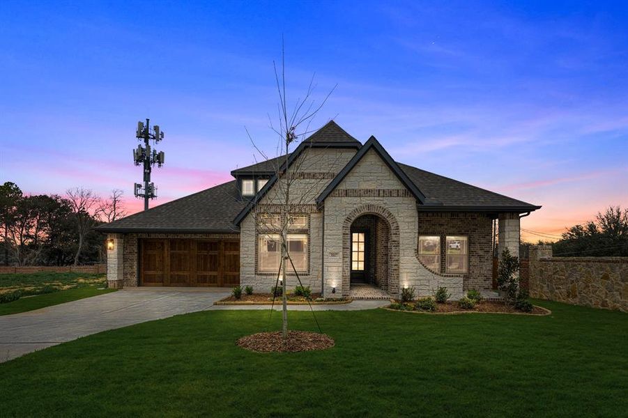 Front exterior of a new home in Grace Park, Bedford, TX, highlighting curb appeal (Image 19).