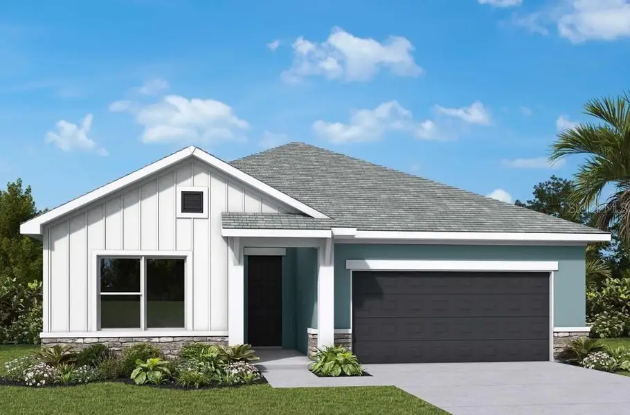Front exterior of a new home in Waterset Classic Series, Apollo Beach, FL, highlighting curb appeal (Image 8).