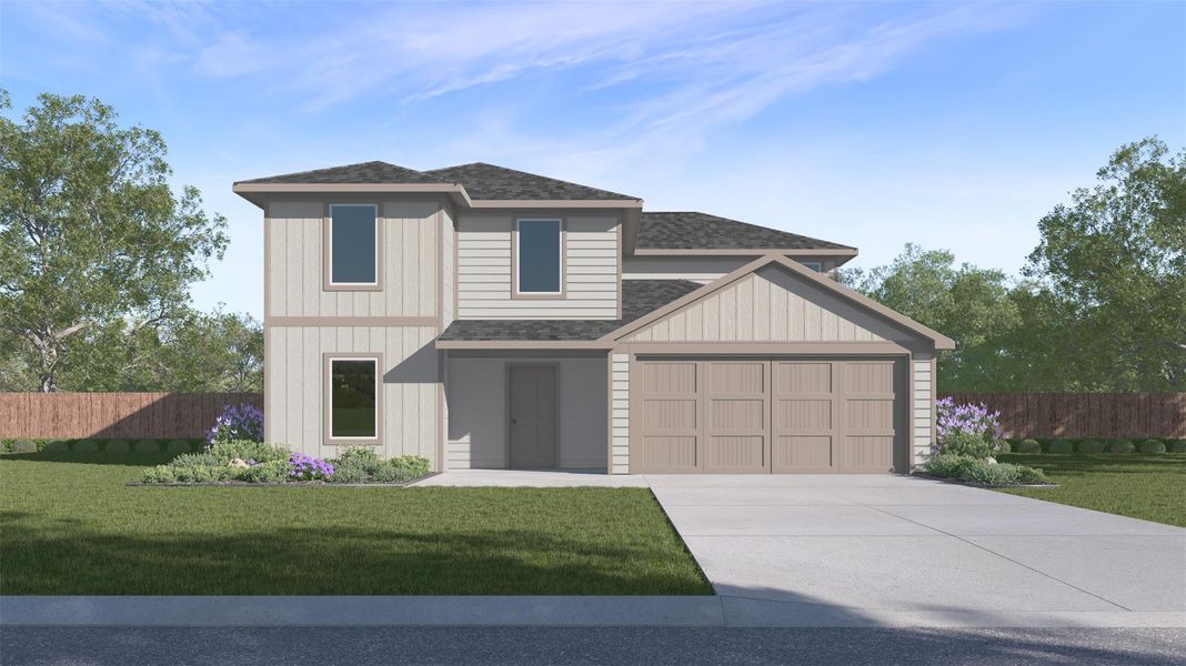 Front exterior of a new home in China Grove, China, TX, highlighting curb appeal (Image 1). Front exterior of a new home in China Grove, China, TX, highlighting curb appeal (Image 1).