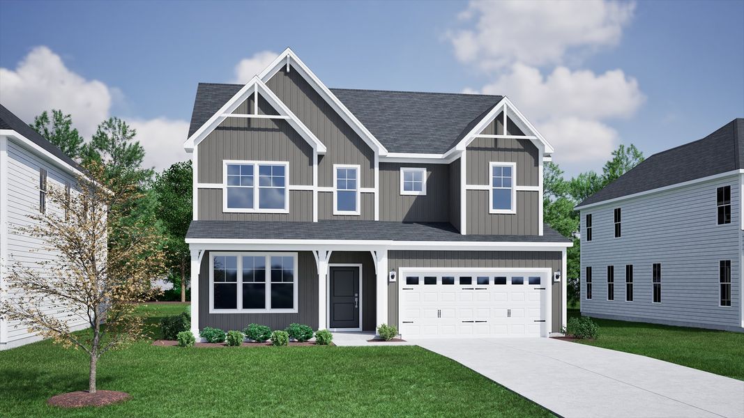 Front exterior of a new home in Sweetbrier, Durham, NC, highlighting curb appeal (Image 1). Front exterior of a new home in Sweetbrier, Durham, NC, highlighting curb appeal (Image 1).