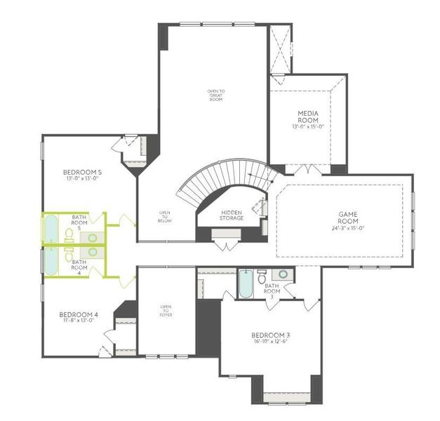 2D floor plan layout of this home in Sienna 80′, Missouri City, TX (Image 3).