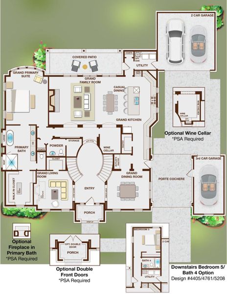 2D floor plan layout for the Hampton III by Grand Homes in Kings Crossing, Parker, TX (Image 4).