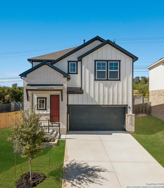 Front exterior of a new home in Park Hill Commons, San Antonio, TX, highlighting curb appeal (Image 17).