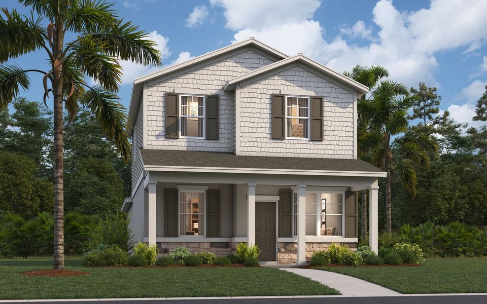 Representative exterior photo of a completed home built from the Logan by Stanley Martin Homes in Brack Ranch, St. Cloud, FL (Image 21). Representative exterior photo of a completed home built from the Logan by Stanley Martin Homes in Brack Ranch, St. Cloud, FL (Image 21).
