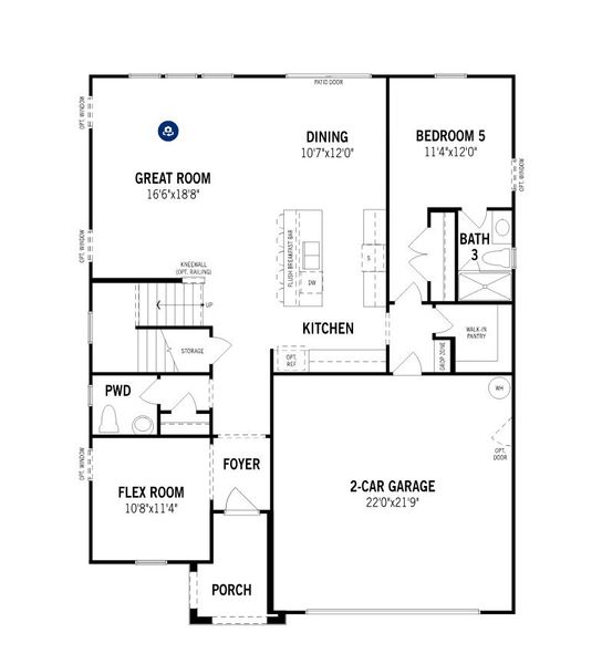 2D floor plan layout for the Voyageur by Mattamy Homes in Seagrass Landing, Lillington, NC (Image 3).