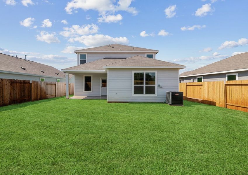 Spacious back patio and private backyard