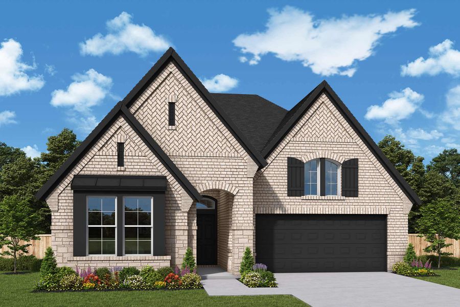 Representative exterior photo of a completed home built from the The Edgehill by David Weekley Homes in Riceland 50’ Front Load Homesites, Mont Belvieu, TX (Image 2). Representative exterior photo of a completed home built from the The Edgehill by David Weekley Homes in Riceland 50’ Front Load Homesites, Mont Belvieu, TX (Image 2).