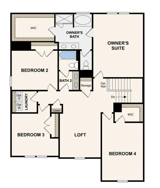 2D floor plan layout of this home in Hawthorne Reserve, Dallas, GA (Image 3).