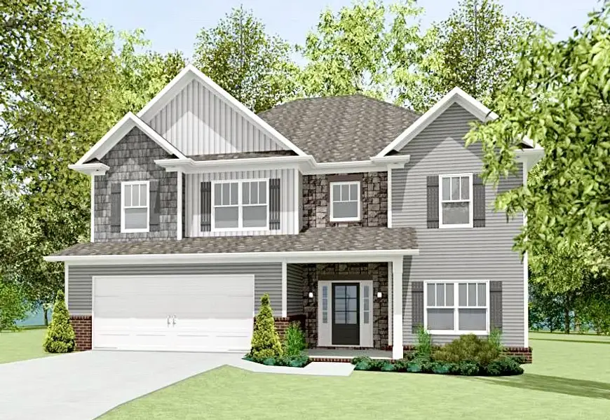 Representative exterior photo of a completed home built from the The Wentworth by Smithbilt Homes in The Preserve, Oak Ridge, TN (Image 1).