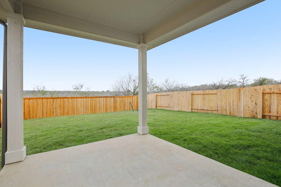 Exterior details and patio area of a home in Crosswinds, Kyle (Image 2). Exterior details and patio area of a home in Crosswinds, Kyle (Image 2).