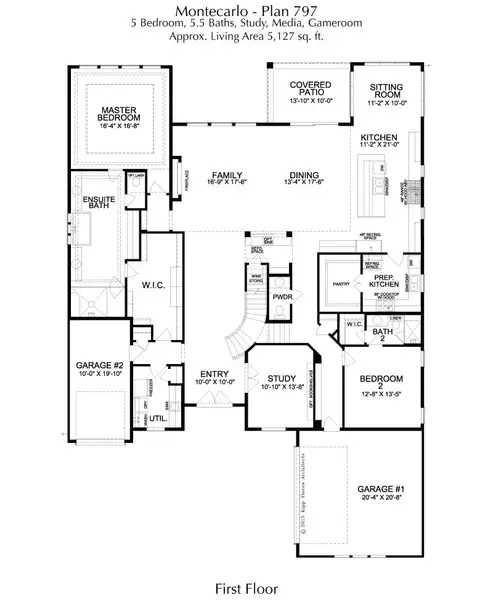 2D floor plan layout for the Montecarlo by Landon Homes in Lexington Frisco, Frisco, TX (Image 3).