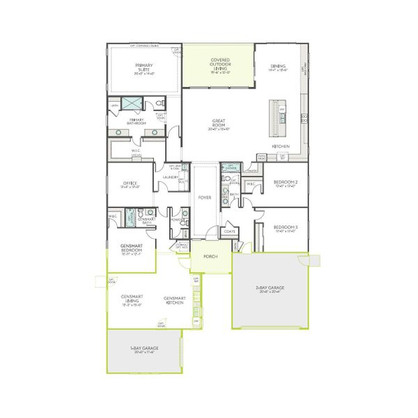 2D floor plan layout of this home in Abel Ranch, Goodyear, AZ (Image 4).