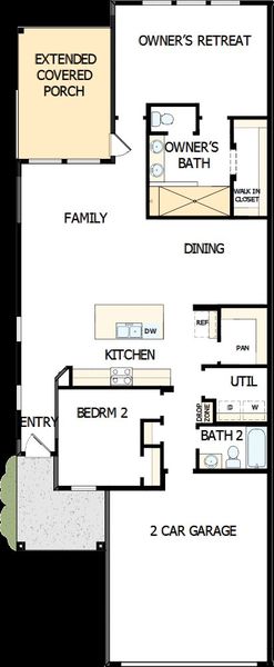 2D floor plan layout of this home in Encore at Chatham Park – Villa Series, Pittsboro, NC (Image 2).