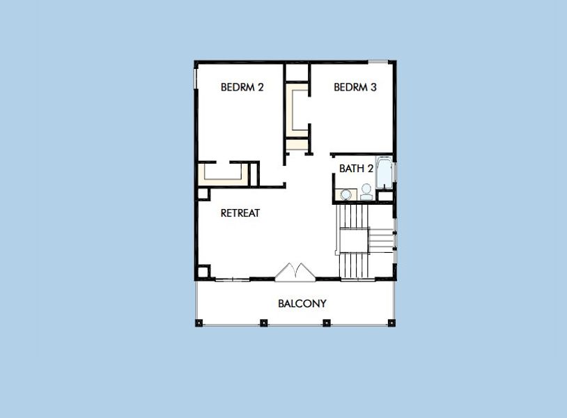 2D floor plan layout for the The Bellarmine by David Weekley Homes in Goodnight Ranch, Austin, TX (Image 4).