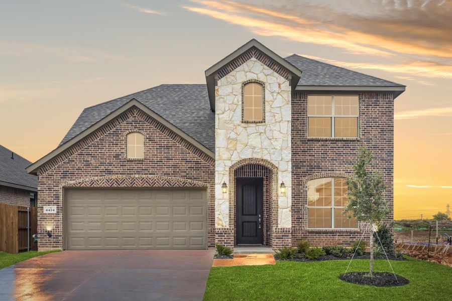 Elevation A with Stone | Concept 2440 at Hulen Trails in Fort Worth, TX by Landsea Homes