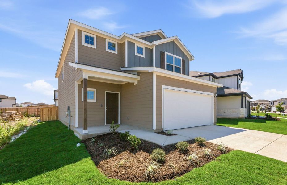 Front exterior of a new home in Sonterra, Jarrell, TX, highlighting curb appeal (Image 16).