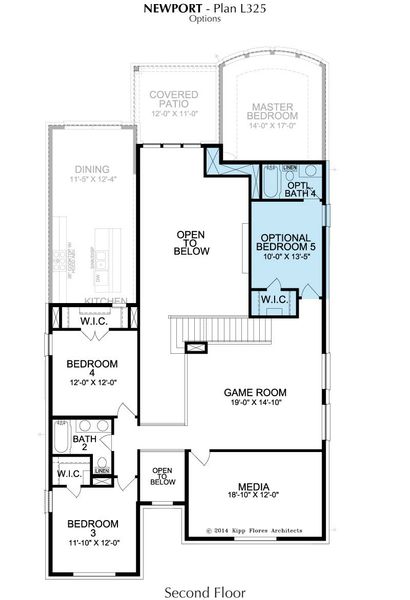 2D floor plan layout for the Newport by Landon Homes in Lexington Frisco, Frisco, TX (Image 3).