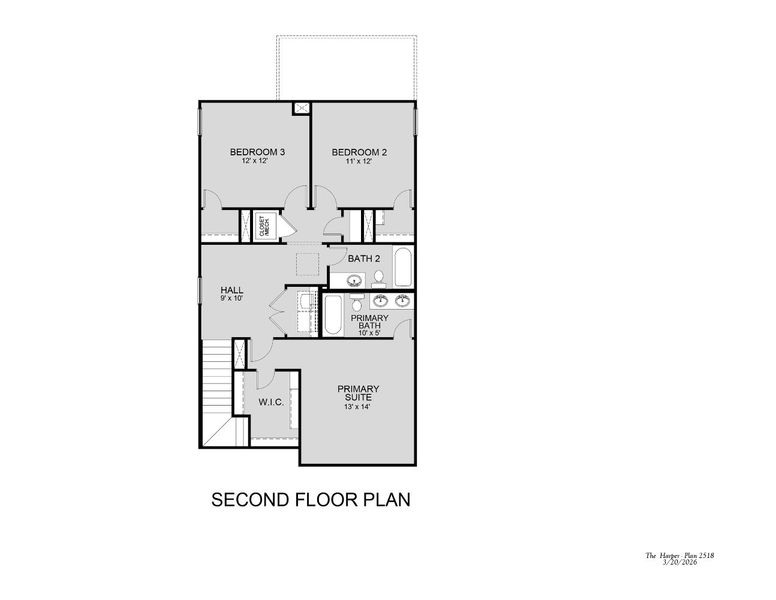2D floor plan layout for the The Harper by Legend Homes in Townsend Reserve, Splendora, TX (Image 4).