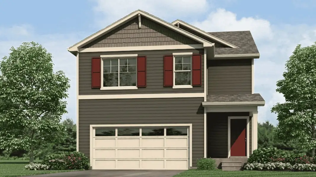 Front exterior of a new home in The Ridge at Lorson Ranch, Colorado Springs, CO, highlighting curb appeal (Image 1). Front exterior of a new home in The Ridge at Lorson Ranch, Colorado Springs, CO, highlighting curb appeal (Image 1).