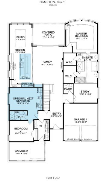 2D floor plan layout for the Hampton by Landon Homes in Fields - Brookside North, Frisco, TX (Image 7). 2D floor plan layout for the Hampton by Landon Homes in Fields - Brookside North, Frisco, TX (Image 7).