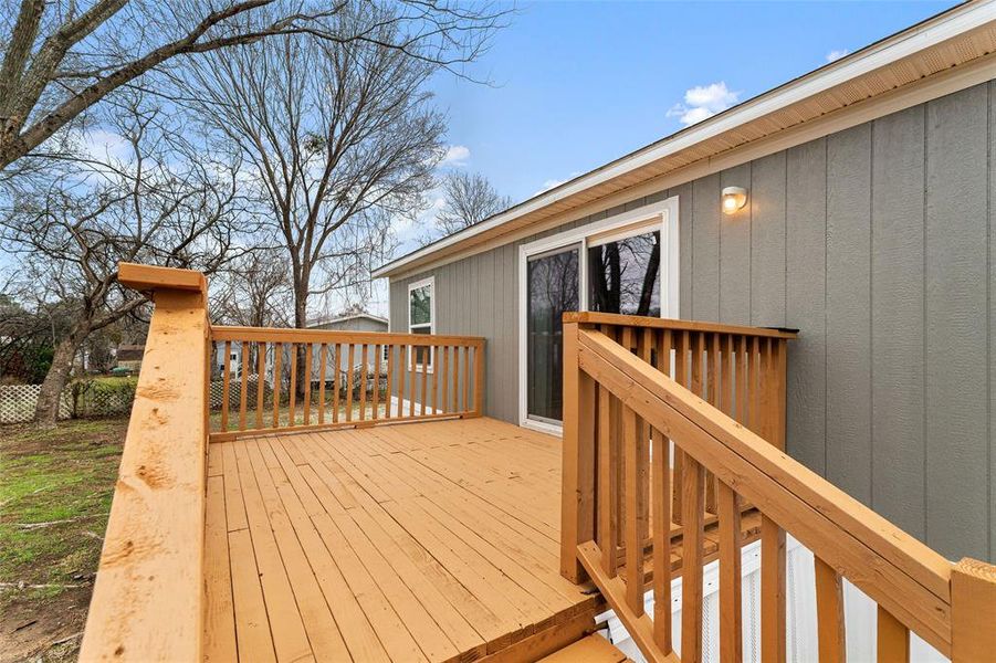 View of wooden deck