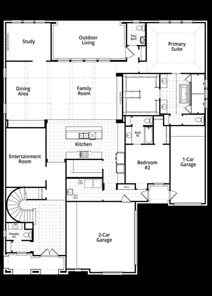 2D floor plan layout for the Siena by Highland Homes in Cambridge Crossing: 74ft. lots, Celina, TX (Image 4).