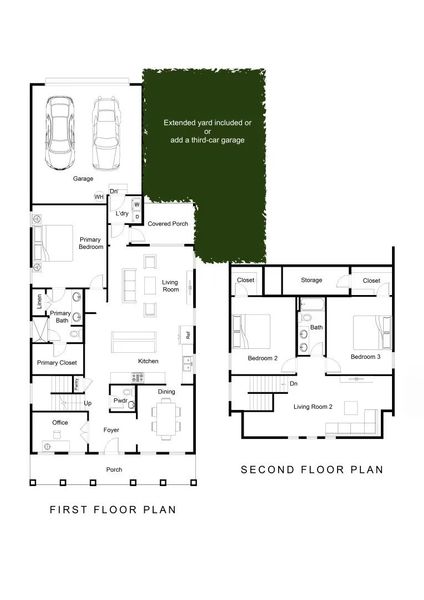 2D floor plan layout for the The Cumberland by Greentech Homes LLC in The Farmstead, Chattanooga, TN (Image 2).