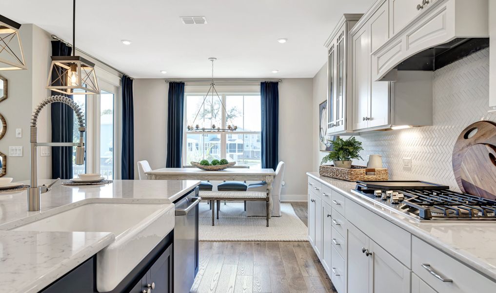 Kitchen overlooking dining area