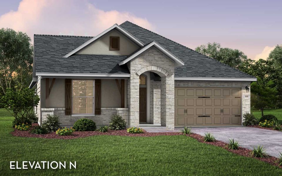 Representative exterior photo of a completed home built from the Glenwood by CastleRock Communities in Lariat, Liberty Hill, TX (Image 19). Representative exterior photo of a completed home built from the Glenwood by CastleRock Communities in Lariat, Liberty Hill, TX (Image 19).