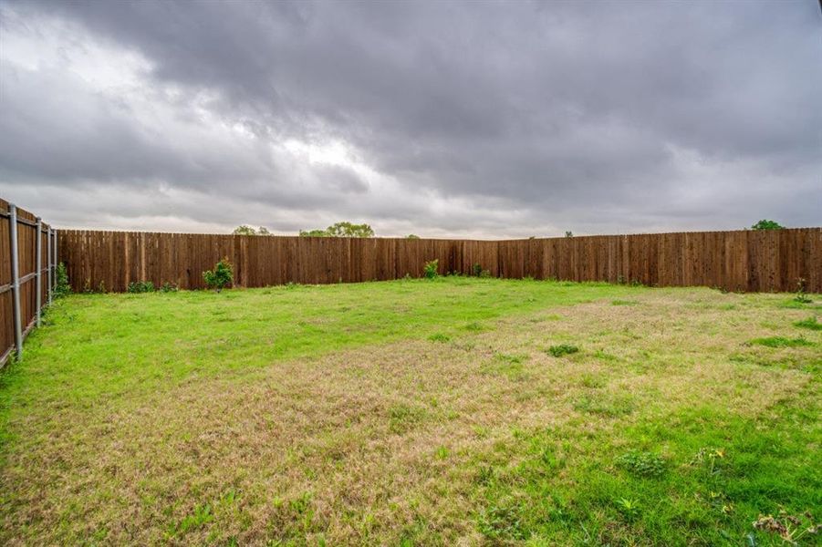 View of fenced backyard