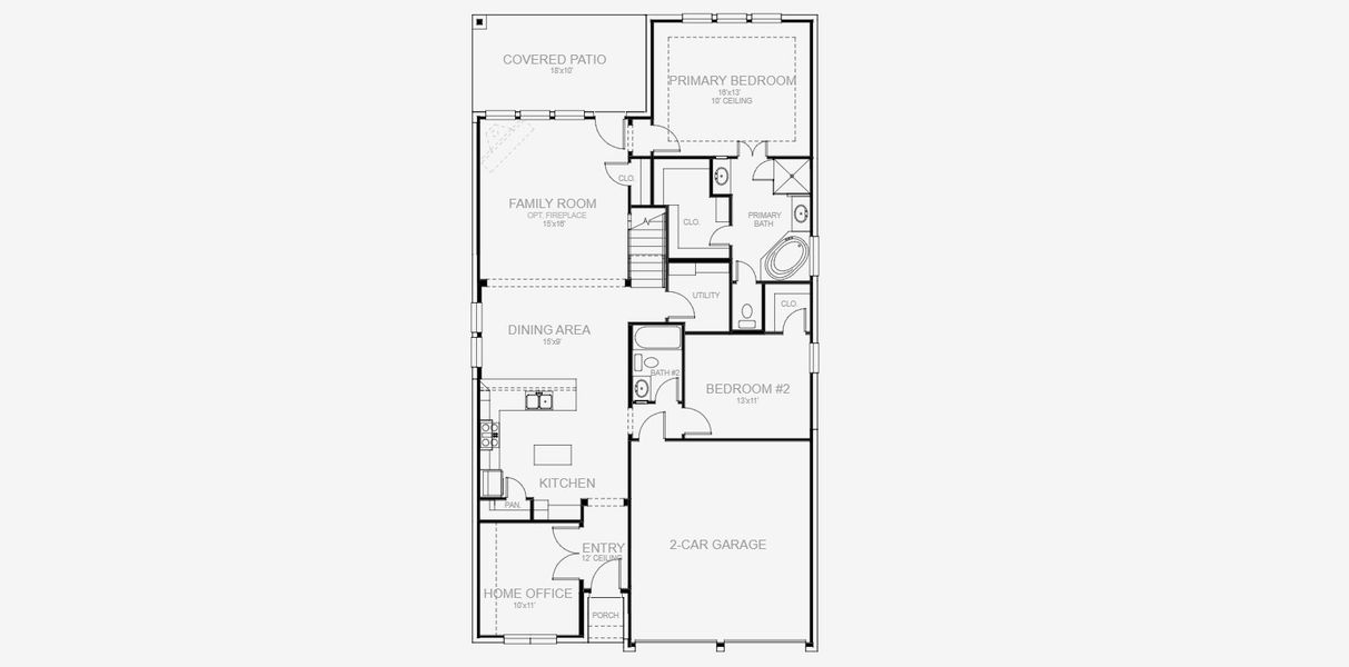 2D floor plan layout for the 2444W by Perry Homes in Lariat 45', Liberty Hill, TX (Image 4). 2D floor plan layout for the 2444W by Perry Homes in Lariat 45', Liberty Hill, TX (Image 4).