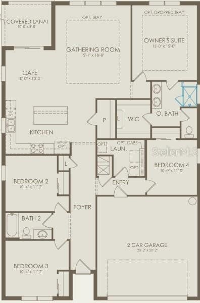 2D floor plan layout of this home in Bridgewalk, St. Cloud, FL (Image 2).