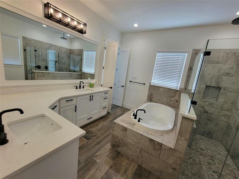 Master bathroom. With deep soaking tub and beautiful vanity.